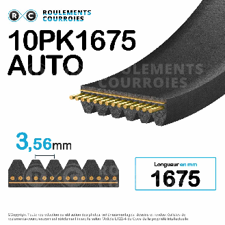 Courroie Poly-V striée automobile 10PK1675-Lire la description