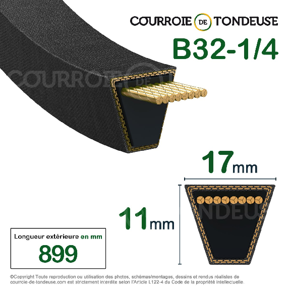Courroie trapézoidale lisse Texrope S84 B32.25 / 17 00899/17 x 830 Li-Lire la description