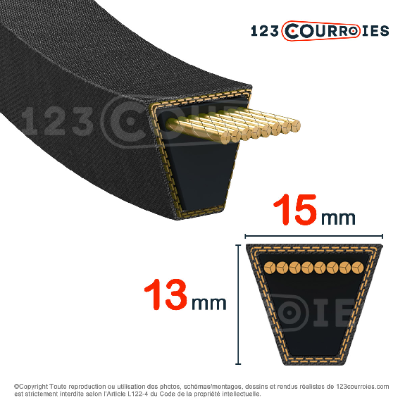 Courroie trapézoidale lisse Texrope VP2 5V530-Lire la description