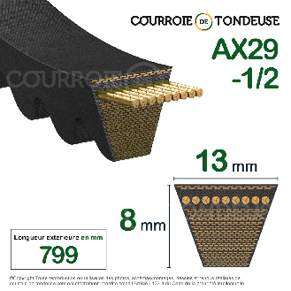 Courroie trapézoidale crantée Conti V FO AX29.5 13 x 749 Li / 779 Ld-Lire la description