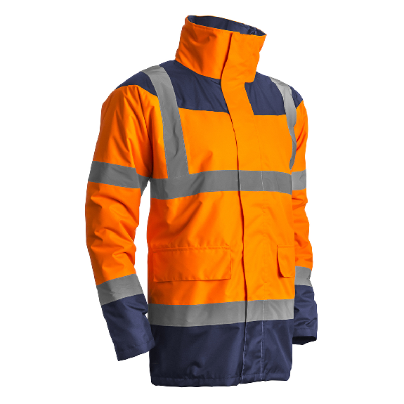 Coverguard - Parka HV matelassée orange bleu marine KETA-Lire la description