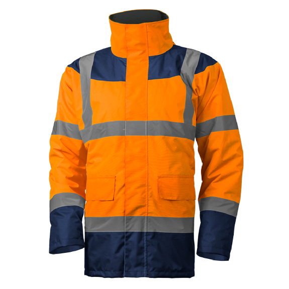 Coverguard - Parka HV matelassée orange bleu marine KETA-Lire la description