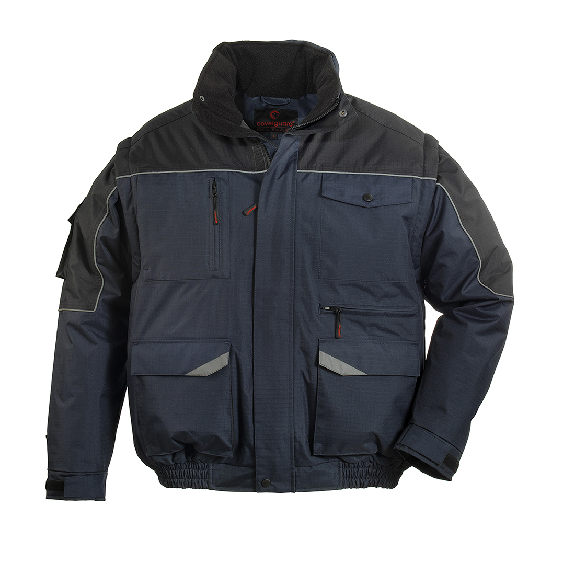 Coverguard - Blouson 2 en 1 bleu marine et noir multi-poches RIPSTOP-Lire la description