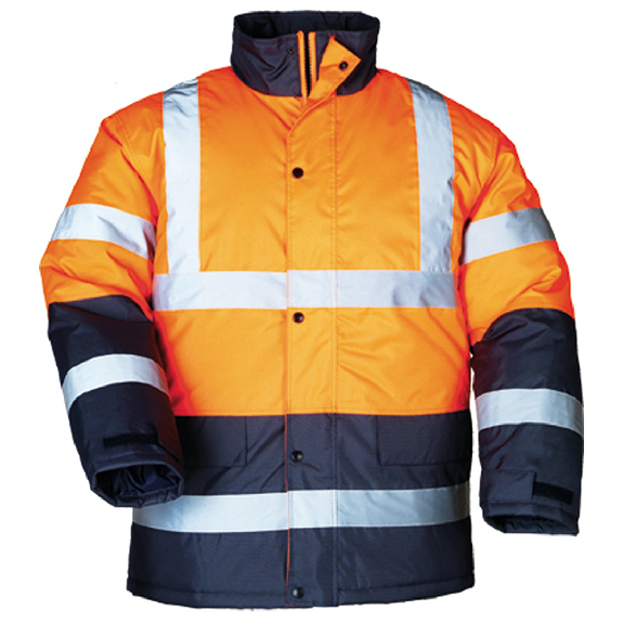 Coverguard - Parka thermique matelassée HV jaune bleu marine ROADWAY-Lire la description