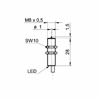 Commutateur de précision M8x28mm NPN NO FP=75g 24Vdc Câble 0,8m-Lire la description