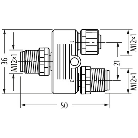 Coupleur en T M12B Mâle Droit 5p/Fem-Mâle Droit 5p Profibus Blindé-Lire la description