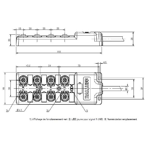Répartiteur 8xM12 Fem 4p PNP / Câble PUR Cpc 5m-Lire la description