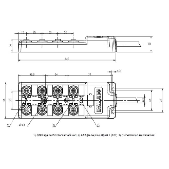 Répartiteur 8xM12 Fem 4p PNP / Câble PUR Cpc 5m-Lire la description
