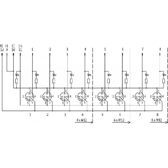 Répartiteur 4xM12 4p LED PNP; M23 12p-Lire la description