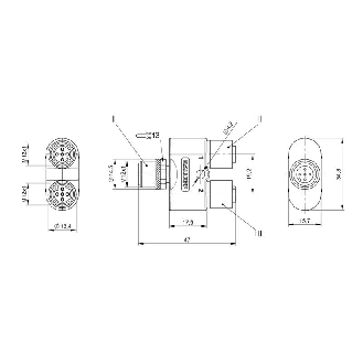 Coupleur en T M12 Mâle Droit 5p/2x M12 Fem Droit 5p (125V)-Lire la description