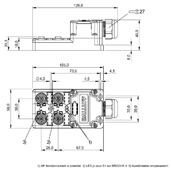 Répartiteur 4 voies M12 4p (NO/NF) / PE-Lire la description
