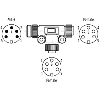 Coupleur en T 7/8'' Fem Droit 5p > Fem/Mâle Droit 5p Blindé