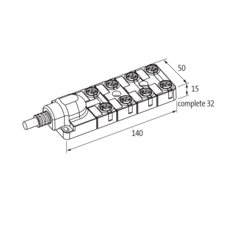 Répartiteur 8xM12 4p; Câble PUR/PVC UL/CSA 8*0,34+3*0,75, 3m-Lire la description