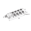 Répartiteur 8xM12 4p; Câble PUR/PVC UL/CSA 8*0,34+3*0,75, 3m