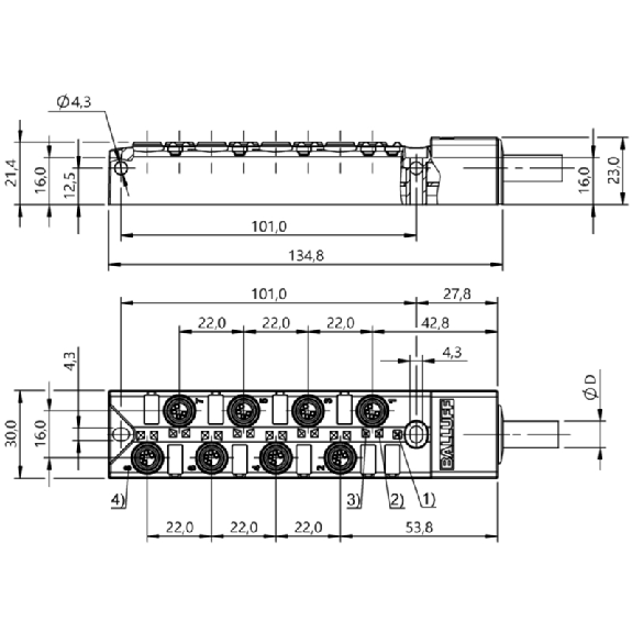 Répartiteur 8xM8 Fem 4p, PNP / Câble PUR Noir Cpc 30m Répartiteur 8xM8 Fem 4p, PNP / Câble PUR Noir Cpc 30m-Lire la description