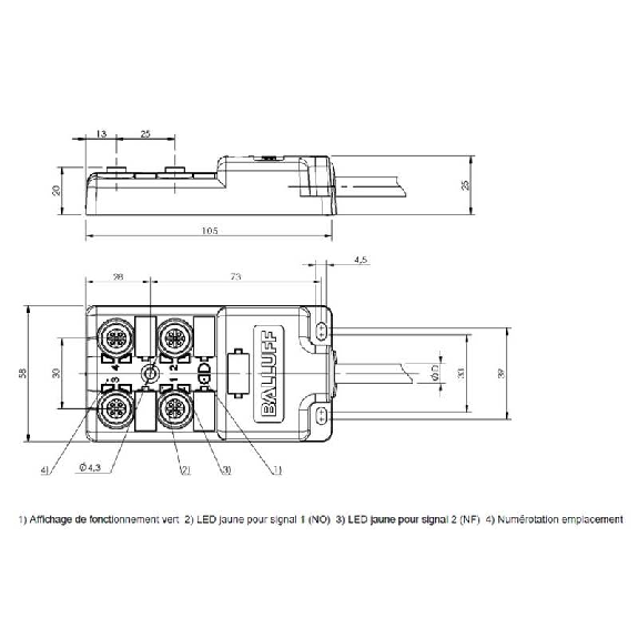 Répartiteur 8xM12 5p PNP (NO/NF) / Câble 3m PUR-Lire la description