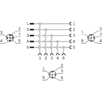 Coupleur en T M12 Mâle 5p / 2xM12 Fem 5p-Lire la description