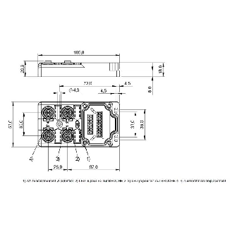 Répartiteur 4 voies M12 5p (NO+NF) / Embase nue-Lire la description