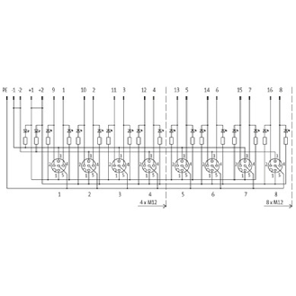 Répartiteur 8xM12 5p NPN-LED; Sans câble préconfectionné-Lire la description