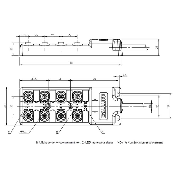 Répartiteur 8xM12 Fem 4p PNP / Câble PUR Cpc 3m-Lire la description
