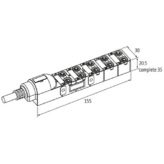 Répartiteur 10xM8 4p; Câble PUR 20x0,34+2x0,75 Noir Cpc, 5m-Lire la description