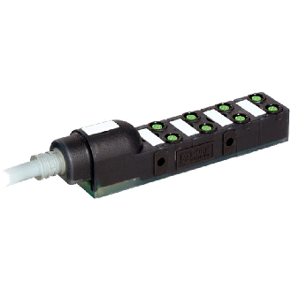 Répartiteur 8xM8, 3 pol, câble fixe 5m PUR/PVC 8*0,34+2*0,75-Lire la description