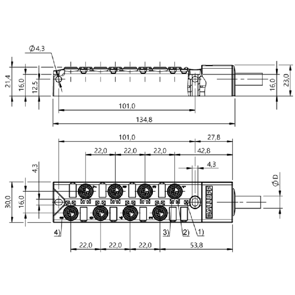 Répartiteur 8xM8 Fem 4p, PNP / Câble PUR Noir Cpc 25m Répartiteur 8xM8 Fem 4p, PNP / Câble PUR Noir Cpc 25m-Lire la description
