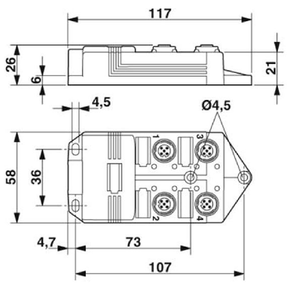 Répartiteur 4xM12A 4p PNP; Câble PUR/PVC 10m-Lire la description