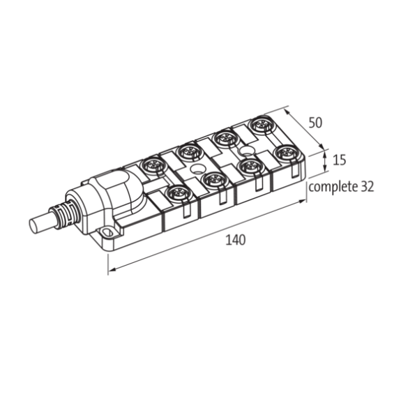 Répartiteur 8xM12 4p; Câble PUR/PVC UL/CSA 8*0,34+3*0,75, 30m-Lire la description