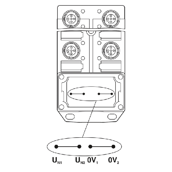 Répartiteur 4xM12 5p LED PNP; Bornes à vis-Lire la description