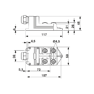 Répartiteur 4xM12 5p LED PNP; Bornes à vis-Lire la description