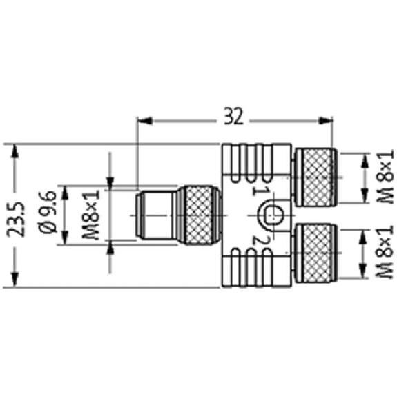 Coupleur en T Nano M08 Mâle 4p/2xM08 Fem 3p-Lire la description