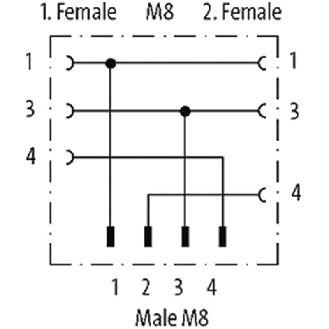Coupleur en T Nano M08 Mâle 4p/2xM08 Fem 3p-Lire la description
