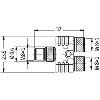 Coupleur en T Nano M08 Mâle 4p/2xM08 Fem 3p