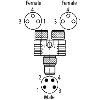 Coupleur en T Nano M08 Mâle 4p/2xM08 Fem 3p