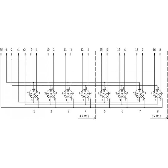 Répartiteur 4xM12 5p sans LED; Sans câble préconfectionné-Lire la description