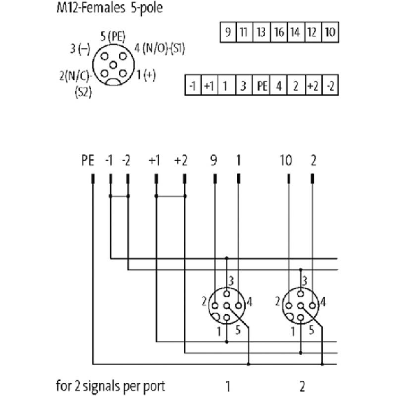 Répartiteur 4xM12 5p sans LED; Sans câble préconfectionné-Lire la description