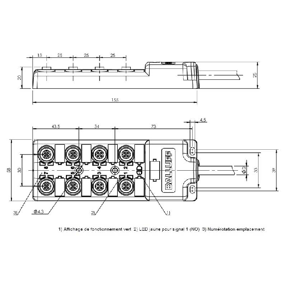 Répartiteur 8xM12 Fem 4p PNP / Câble PUR Cpc 15m-Lire la description