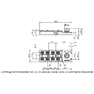 Répartiteur passif 8 voies M12 4P PNP / M23 12P-Lire la description