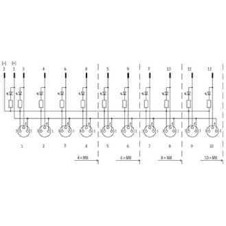 Répartiteur 6xM8 3p / M12 12p-Lire la description