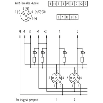 Repartiteur Exact12 8xM12, 4 poles, PNP, LED, nu sans connecteur-Lire la description