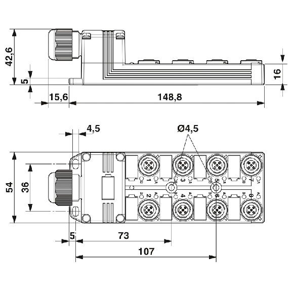 Répartiteur 8xM12 Fem 5p PNP; Raccordement vissé enfichable-Lire la description