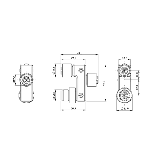 Coupleur en T M12 Mâle Droit 5p/2x M12 Fem Droit 5p (60V)-Lire la description