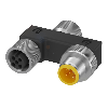 Coupleur en T M12 Mâle Droit 5p/2x M12 Fem Droit 5p (60V)