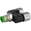 Coupleur en T M12 V2A Mâle Droit 5p/2xM12 V2A Fem Droit 5p