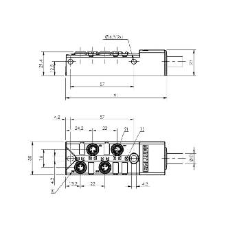Répartiteur 4xM08 3p PNP NO; Câble 5m PUR-Lire la description