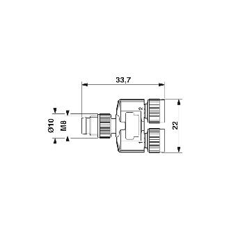 Coupleur en T M08A Mâle Droit 3p/2x M08A Fem Droit 3p (parrallèle)-Lire la description