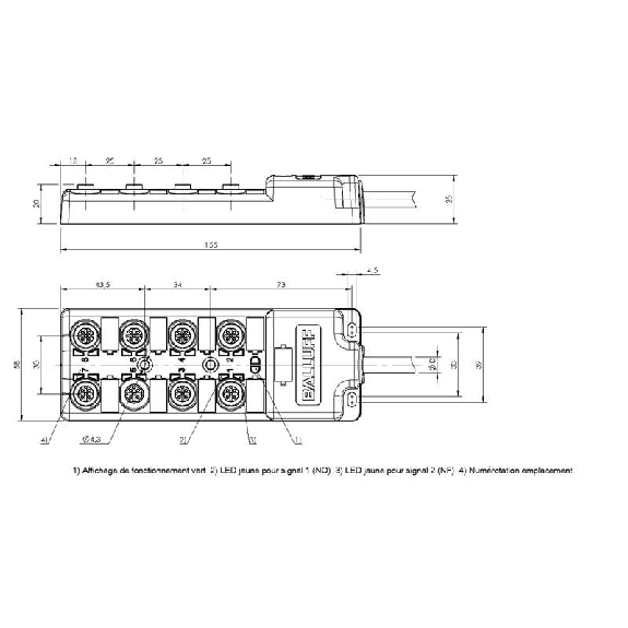 Répartiteur passif 8xM12 5p PNP / Câble 20m PUR-Lire la description
