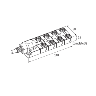 Répartiteur 8xM12 4p; Câble PUR/PVC UL/CSA 8*0,34+3*0,75, 15m-Lire la description