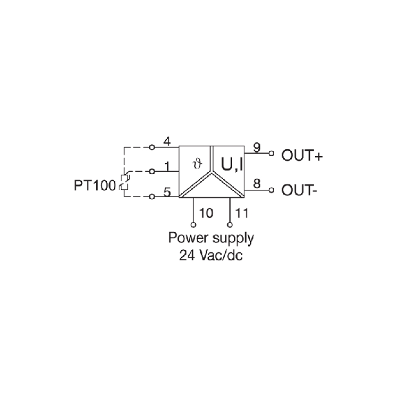 Convertisseur Pt100/Analogique 24VAC/DC Convertisseur Pt100/Analogique 24VAC/DC-Lire la description